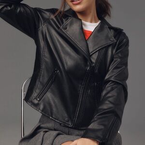 Anthropologie Black Faux Leather Jacket